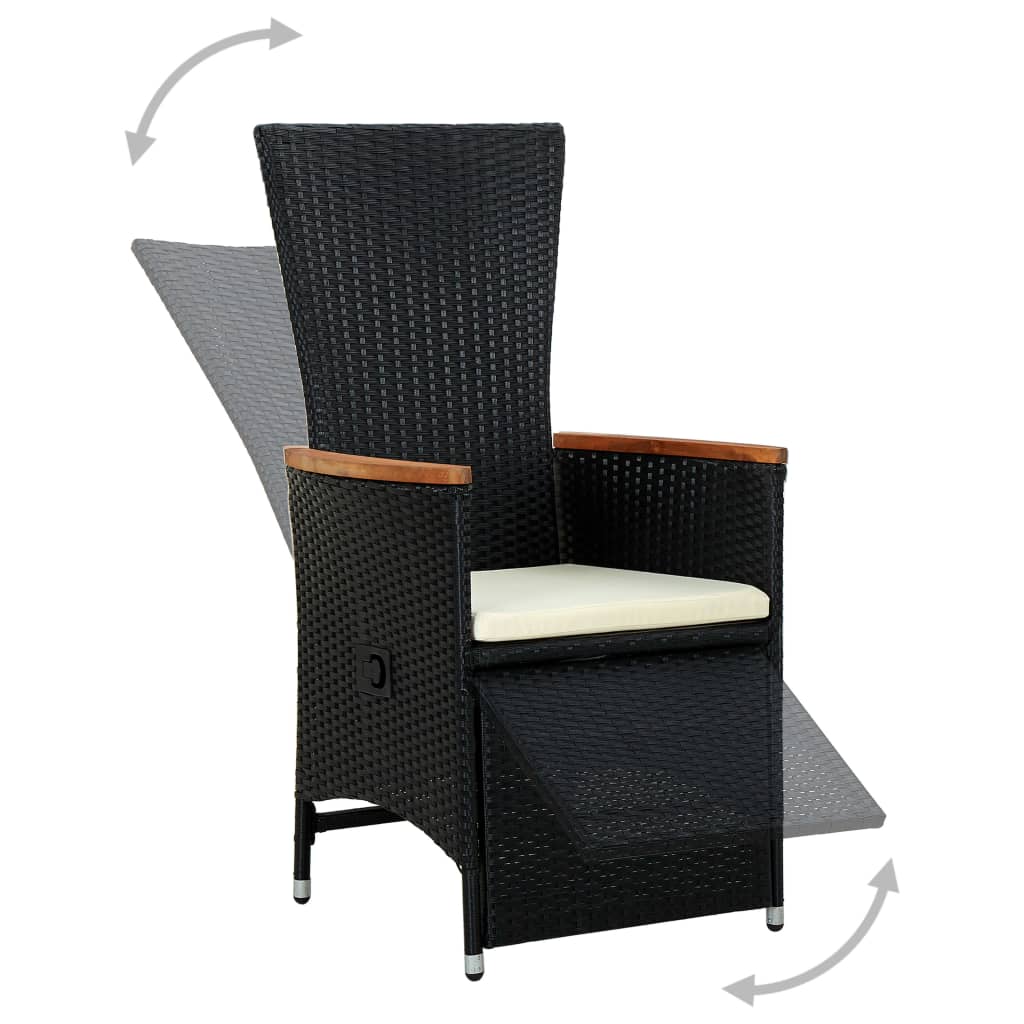 Set da Pranzo da Giardino 7 pz in Polyrattan e Acacia Nero | homemem39
