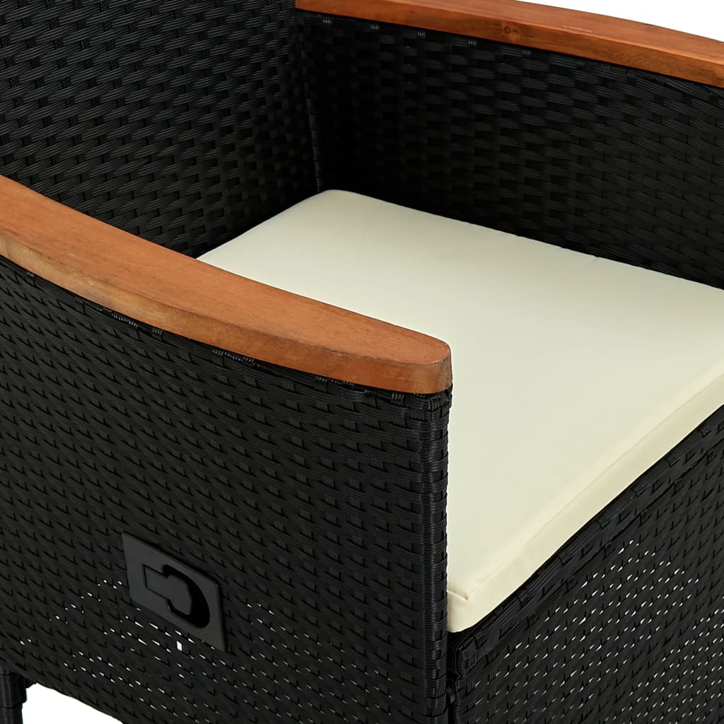 Set da Pranzo da Giardino 7 pz in Polyrattan e Acacia Nero | homemem39