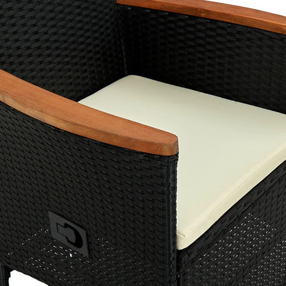 Set da Pranzo da Giardino 7 pz in Polyrattan e Acacia Nero | homemem39