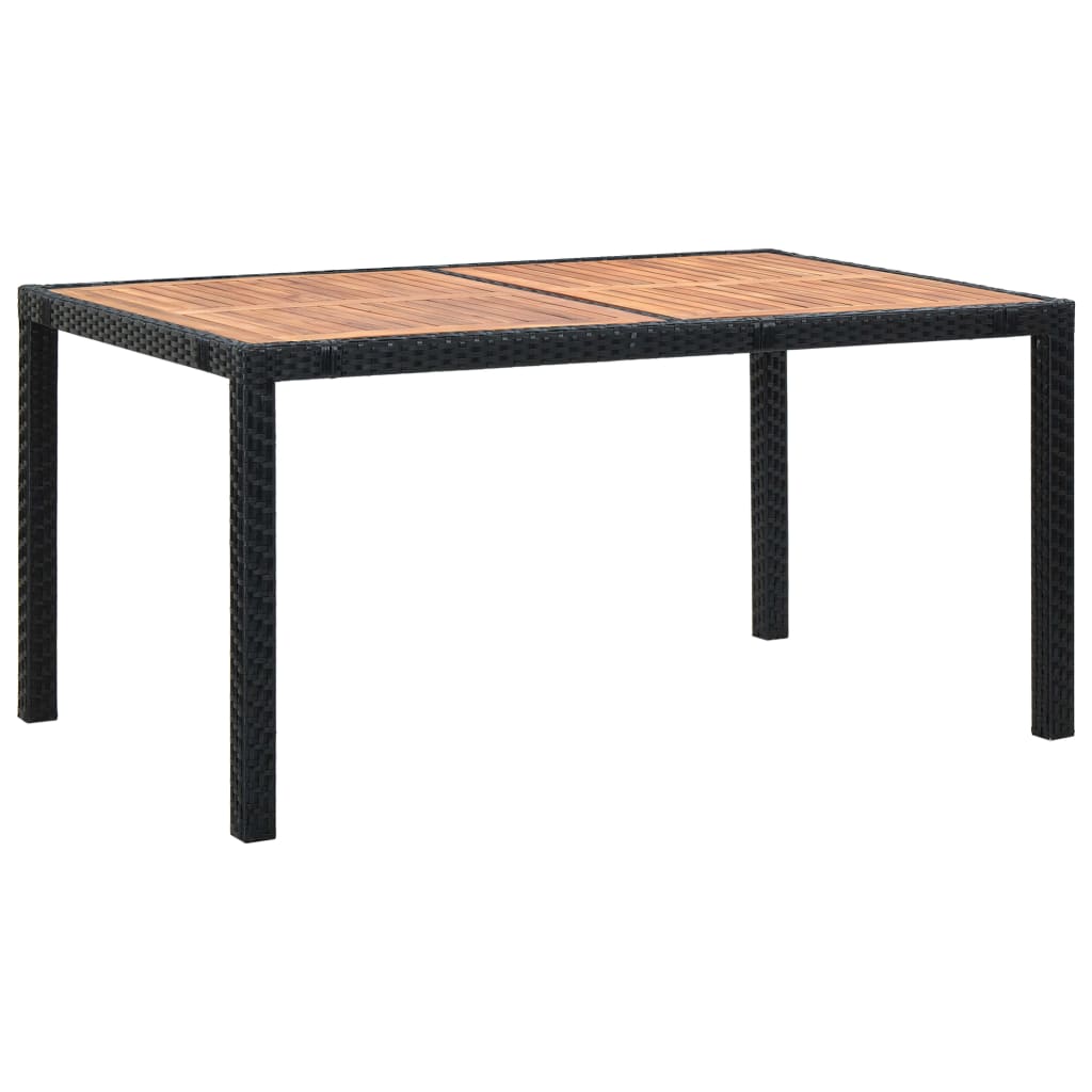 Set da Pranzo da Giardino 7 pz in Polyrattan e Acacia Nero | homemem39