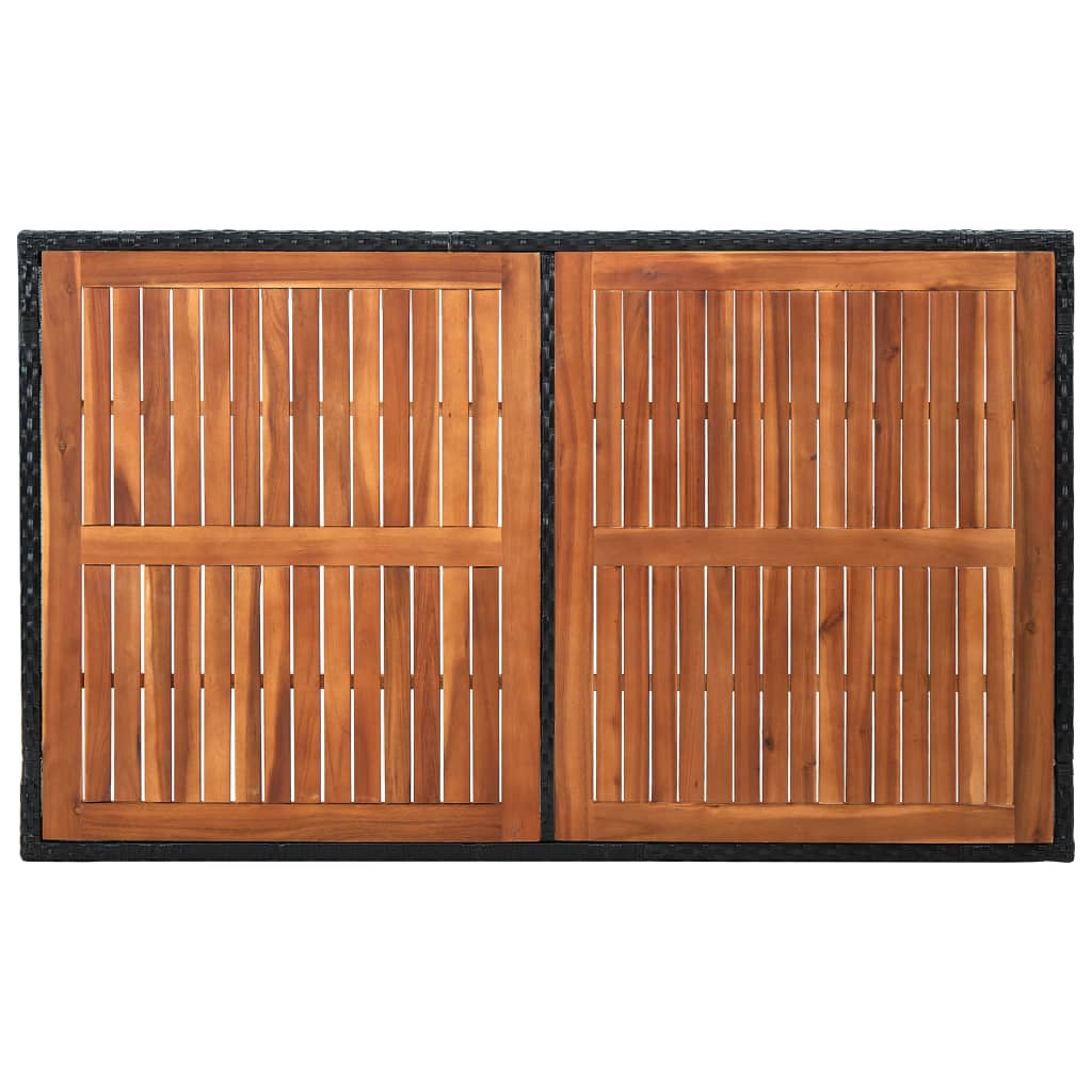Set da Pranzo da Giardino 7 pz in Polyrattan e Acacia Nero | homemem39
