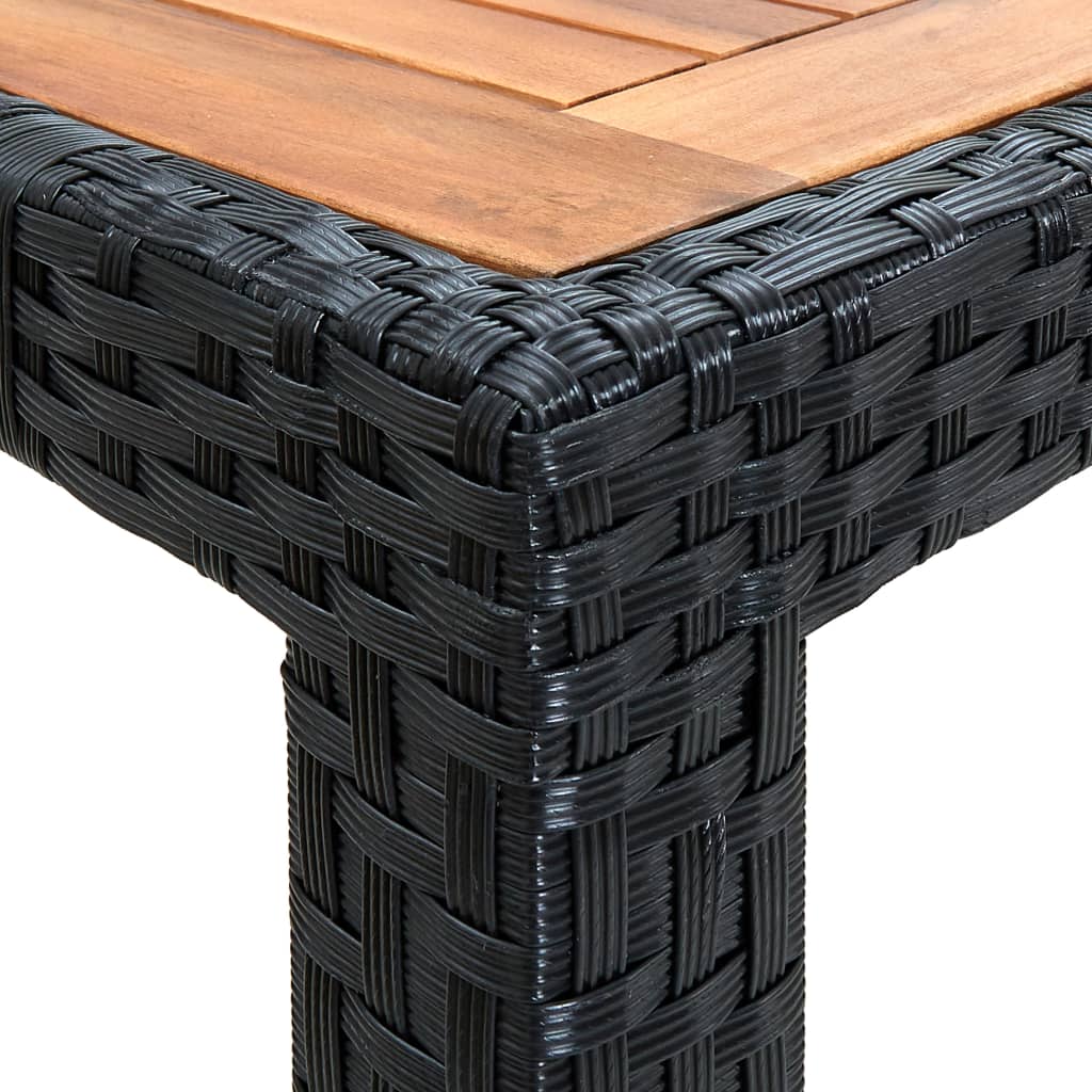 Set da Pranzo da Giardino 7 pz in Polyrattan e Acacia Nero | homemem39