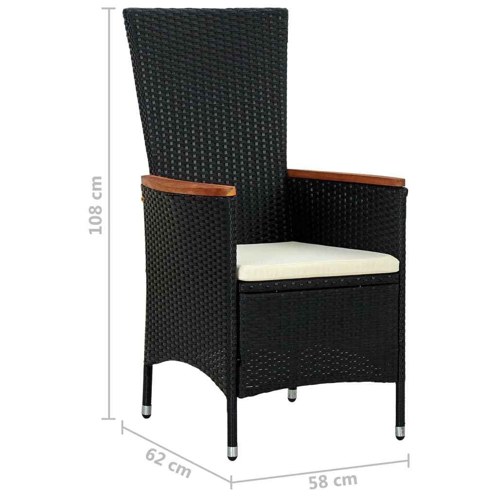 Set da Pranzo da Giardino 7 pz in Polyrattan e Acacia Nero | homemem39
