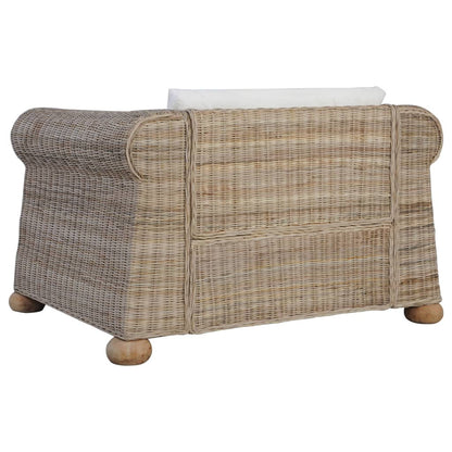 Set di Divani 2 pz con Cuscini in Rattan Naturale