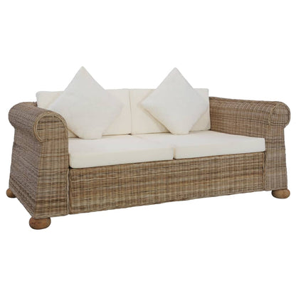 Set di Divani 3 pz con Cuscini in Rattan Naturale