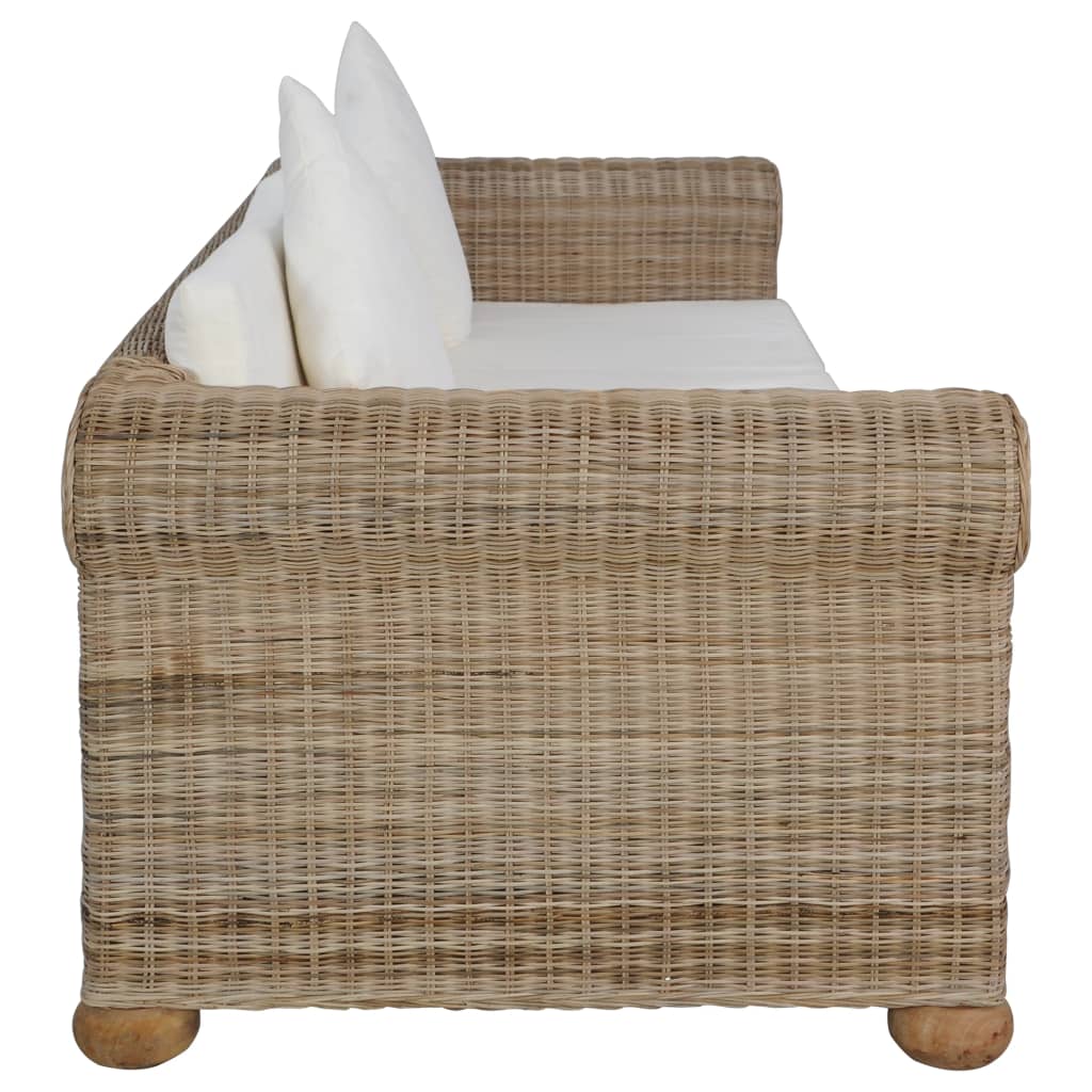 Set di Divani 2 pz con Cuscini in Rattan Naturale