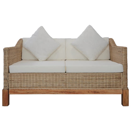 Set di Divani 2 pz con Cuscini in Rattan Naturale - homemem39