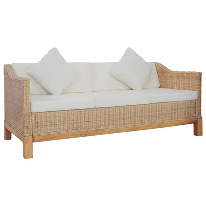 Set di Divani 2 pz con Cuscini in Rattan Naturale