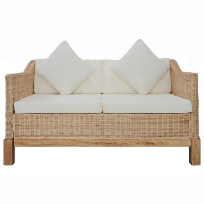 Set di Divani 2 pz con Cuscini in Rattan Naturale