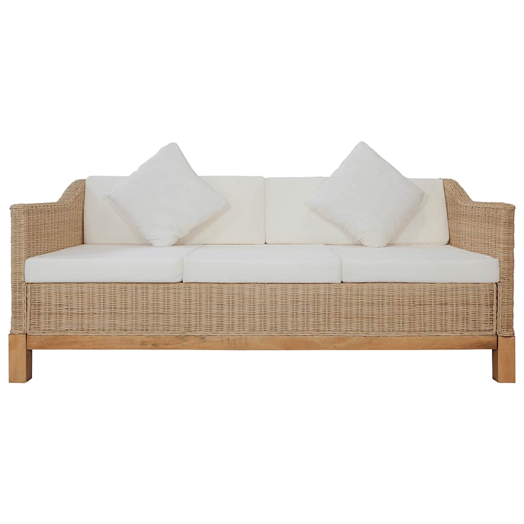 Set di Divani 2 pz con Cuscini in Rattan Naturale