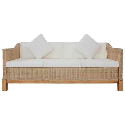 Set di Divani 2 pz con Cuscini in Rattan Naturale