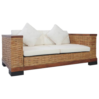 Set di Divani 2 pz con Cuscini in Rattan Naturale Marrone - homemem39