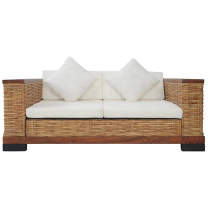 Set di Divani 2 pz con Cuscini in Rattan Naturale Marrone - homemem39