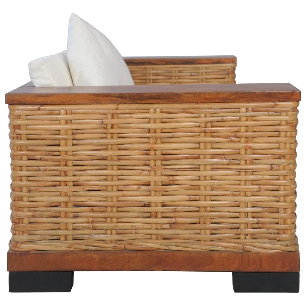 Set di Divani 2 pz con Cuscini in Rattan Naturale Marrone - homemem39