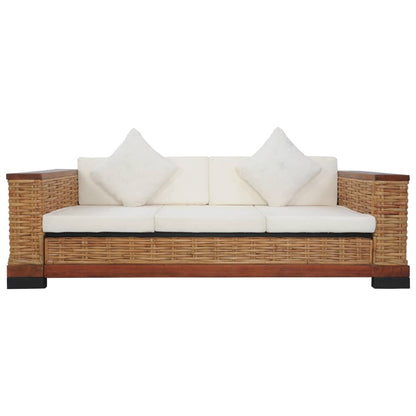 Set di Divani 2 pz con Cuscini in Rattan Naturale Marrone - homemem39