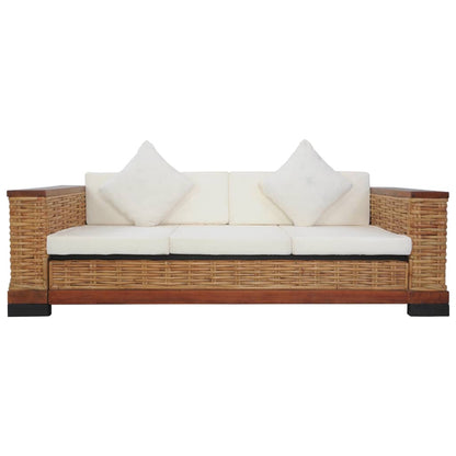 Set di Divani 3 pz con Cuscini in Rattan Naturale Marrone - homemem39