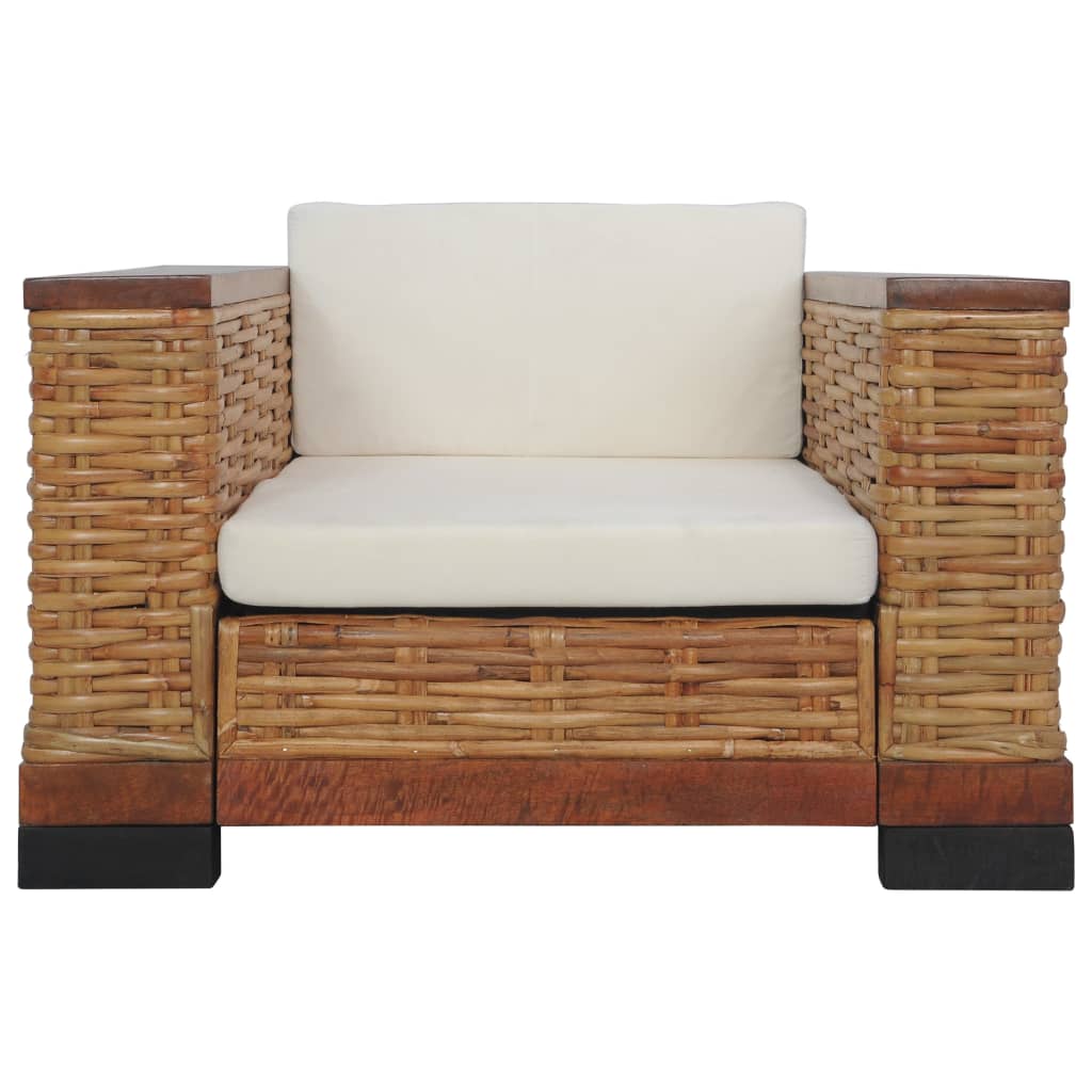 Set di Divani 3 pz con Cuscini in Rattan Naturale Marrone - homemem39