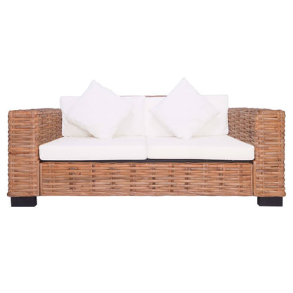 Set Divani 2 pz con Cuscini in Rattan Naturale