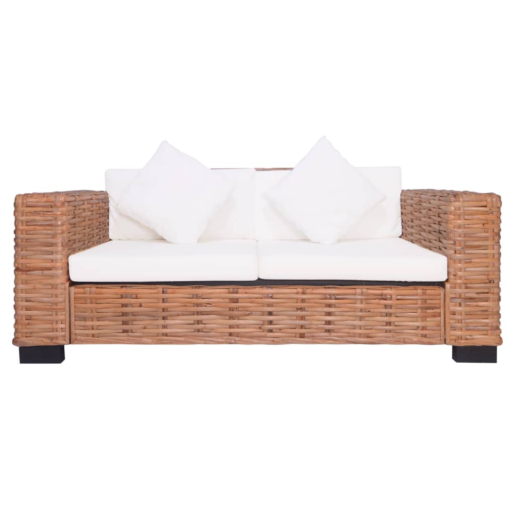 Set di Divani con Cuscini 2 pz in Rattan Naturale - homemem39