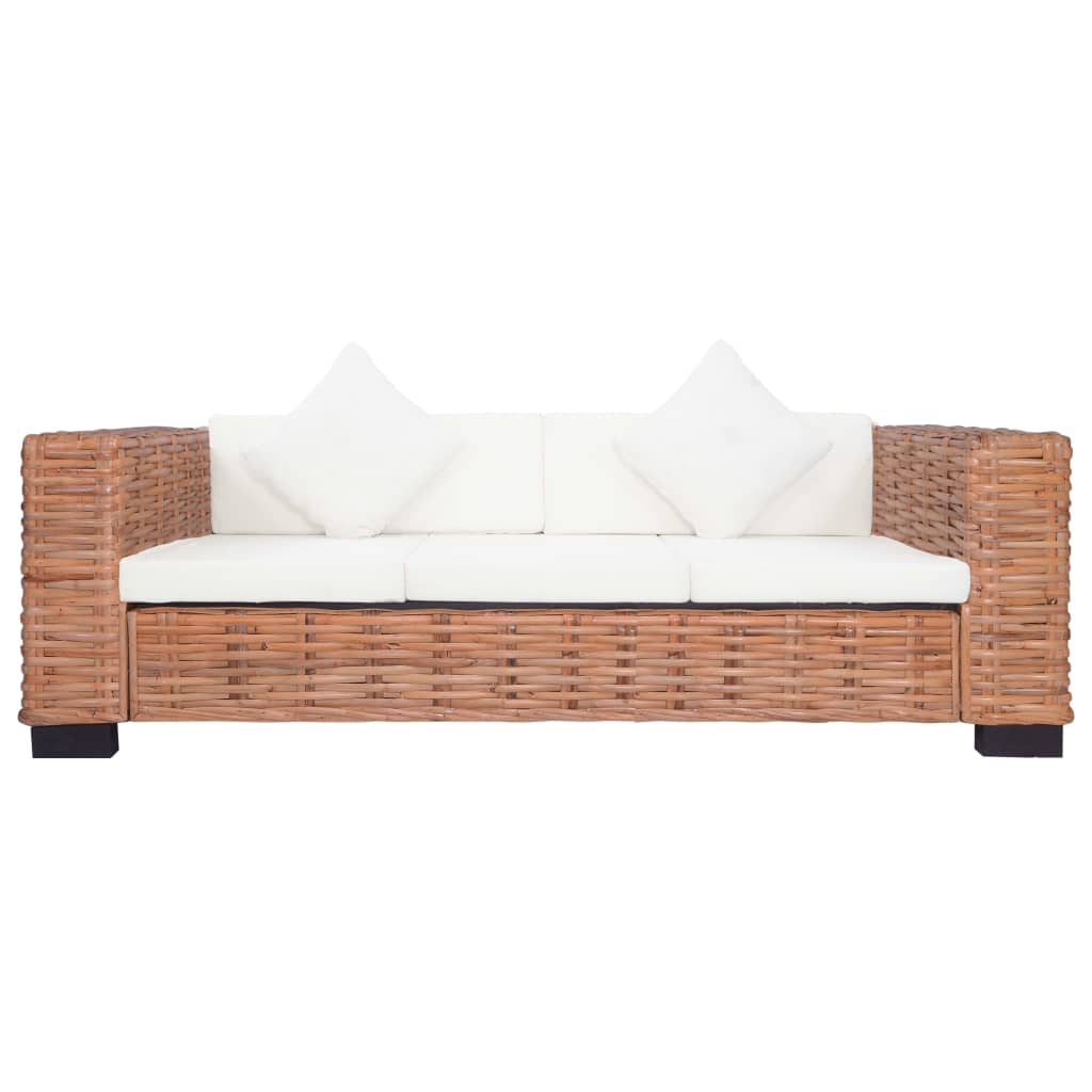 Set di Divani con Cuscini 2 pz in Rattan Naturale - homemem39