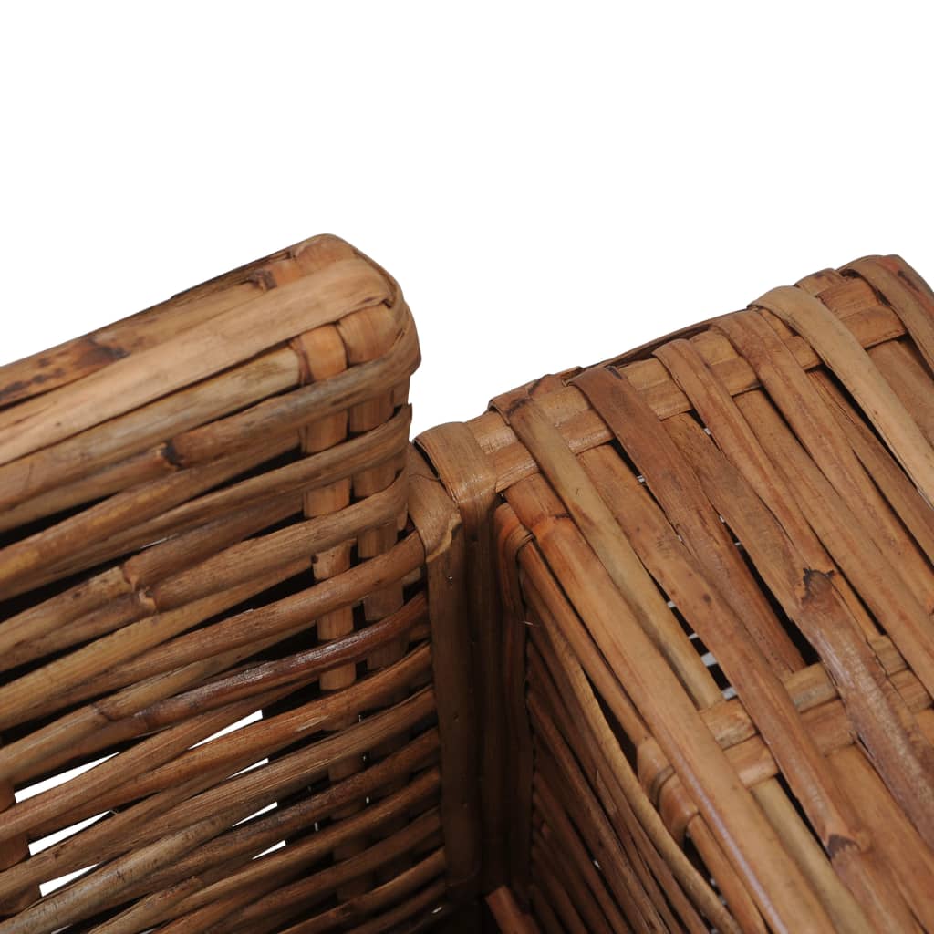 Set Divani 3 pz con Cuscini in Rattan Naturale