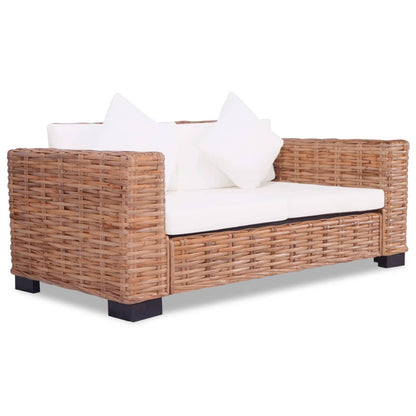 Set Divani 3 pz con Cuscini in Rattan Naturale