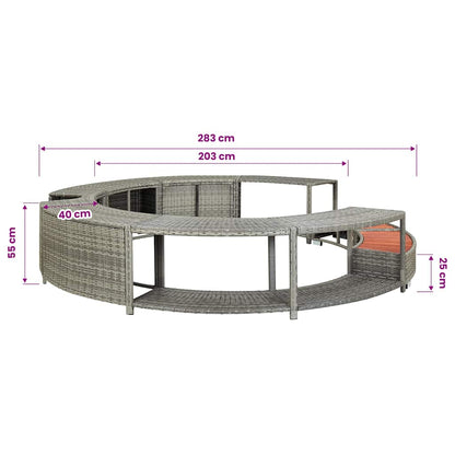 Bordo per Vasca da Spa in Polyrattan Grigio