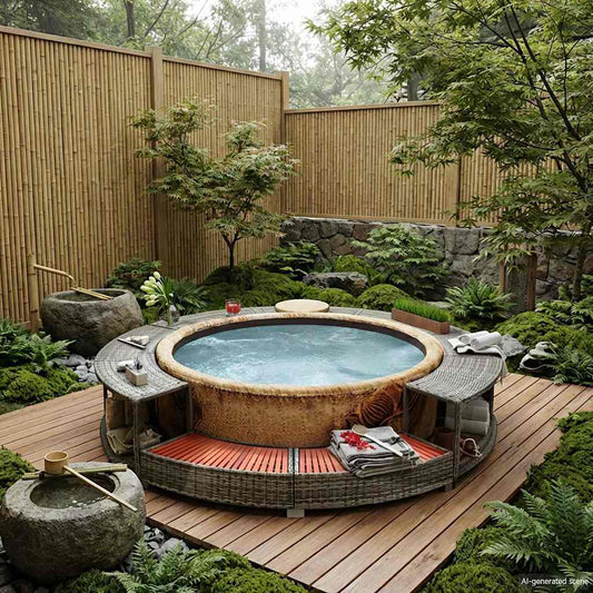 Bordo per Vasca da Spa in Polyrattan Grigio