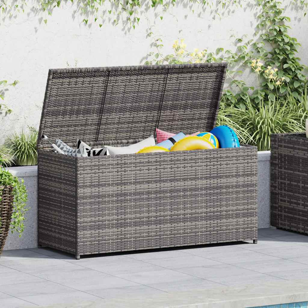 Baule da Giardino Grigio 120x50x60 cm in Polyrattan - homemem39