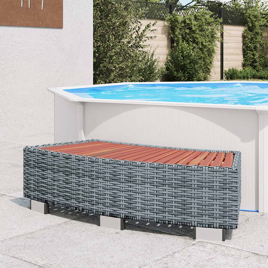 Scalino per Spa Grigio in Polyrattan 92x45x25 cm - homemem39