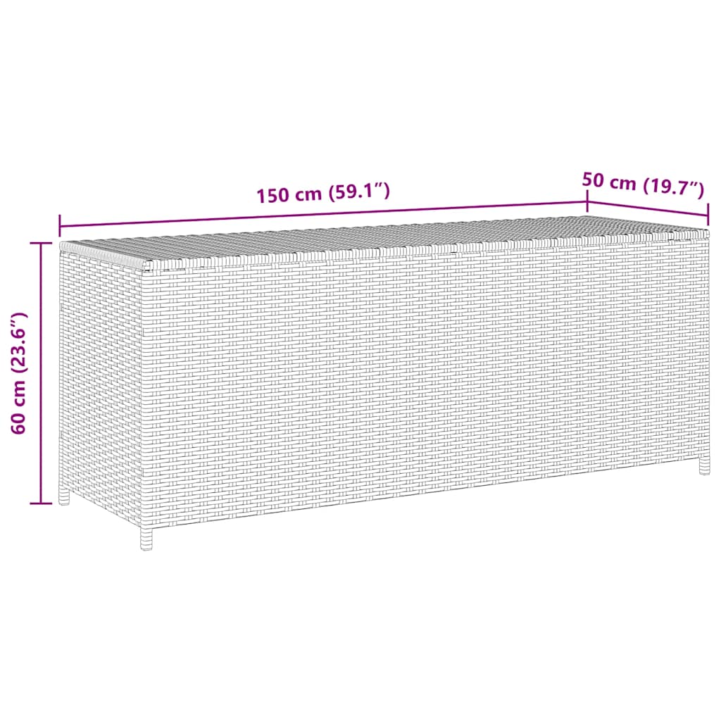 Baule da Giardino Grigio 150x50x60 cm in Polyrattan