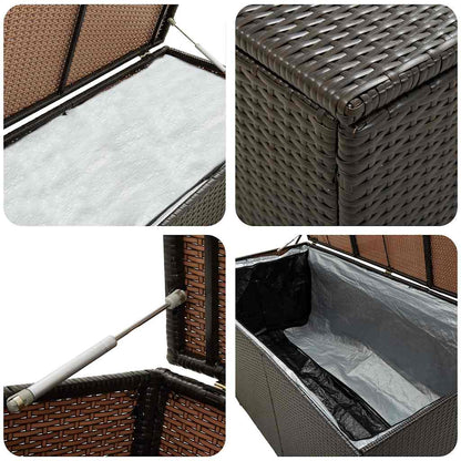 Baule da Giardino in Polyrattan 100x50x50 cm Marrone
