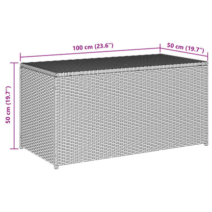 Baule da Giardino in Polyrattan 100x50x50 cm Grigio