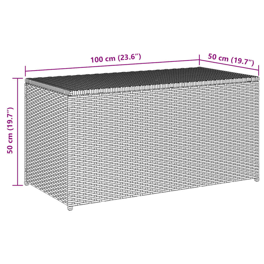 Baule da Giardino in Polyrattan 100x50x50 cm Grigio