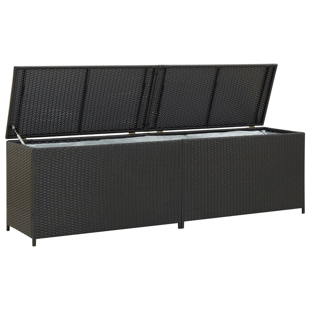 Baule da Giardino in Polyrattan 200x50x60 cm Nero - homemem39