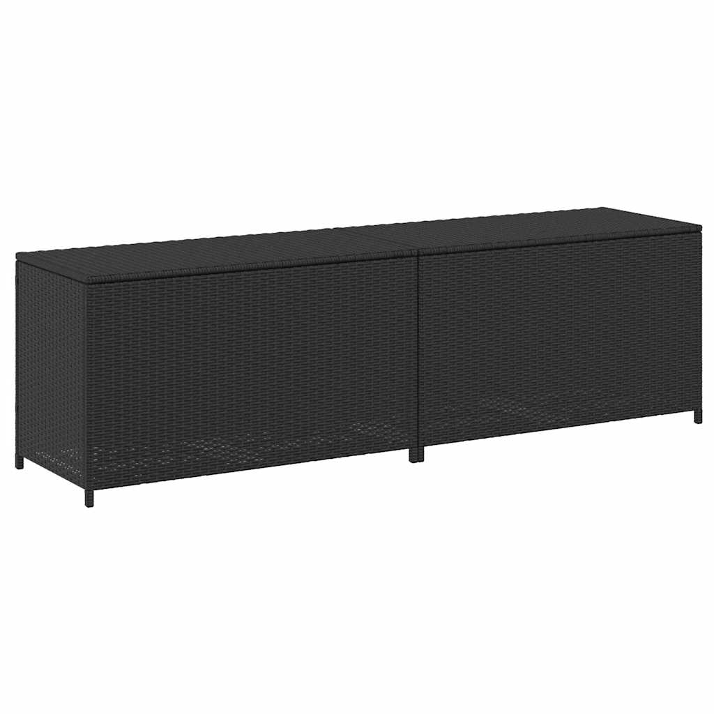 Baule da Giardino in Polyrattan 200x50x60 cm Nero