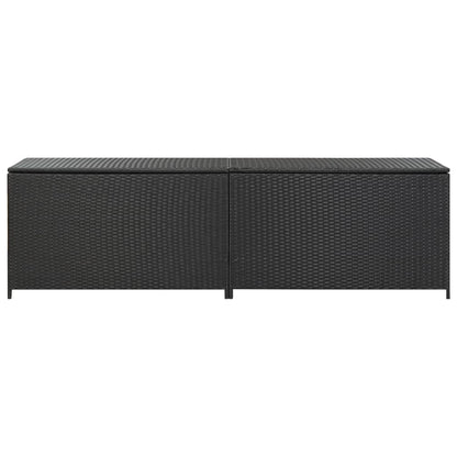 Baule da Giardino in Polyrattan 200x50x60 cm Nero