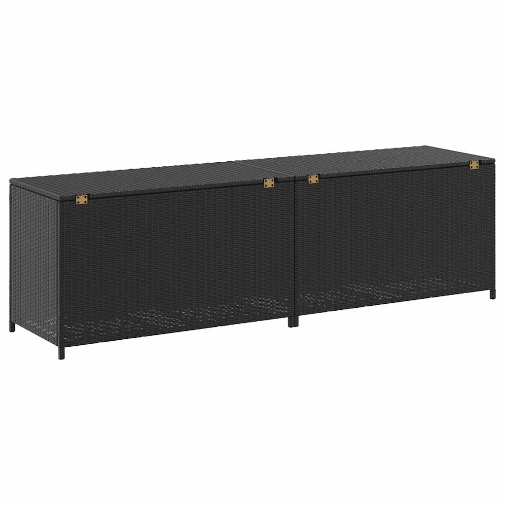 Baule da Giardino in Polyrattan 200x50x60 cm Nero