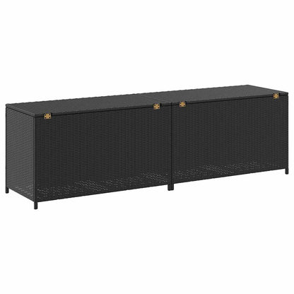 Baule da Giardino in Polyrattan 200x50x60 cm Nero