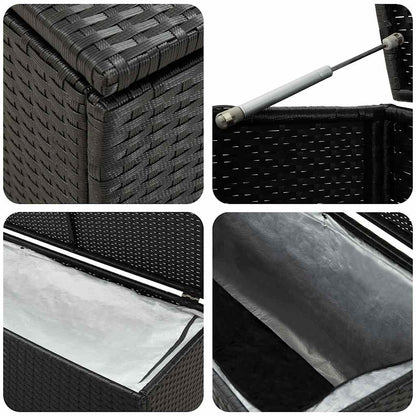 Baule da Giardino in Polyrattan 200x50x60 cm Nero