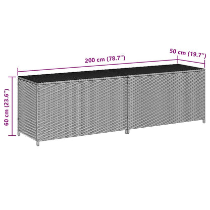 Baule da Giardino in Polyrattan 200x50x60 cm Nero