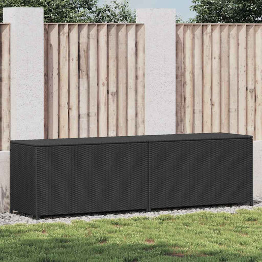 Baule da Giardino in Polyrattan 200x50x60 cm Nero | homemem39
