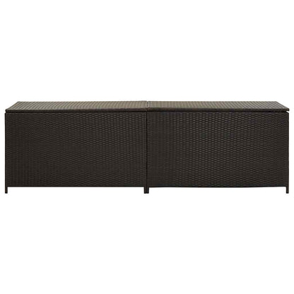 Baule da Giardino in Polyrattan 200x50x60 cm Marrone