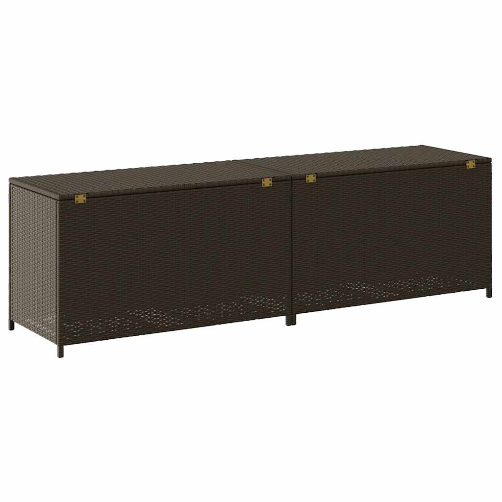 Baule da Giardino in Polyrattan 200x50x60 cm Marrone