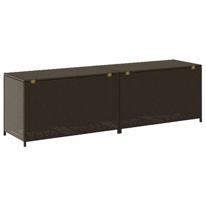 Baule da Giardino in Polyrattan 200x50x60 cm Marrone