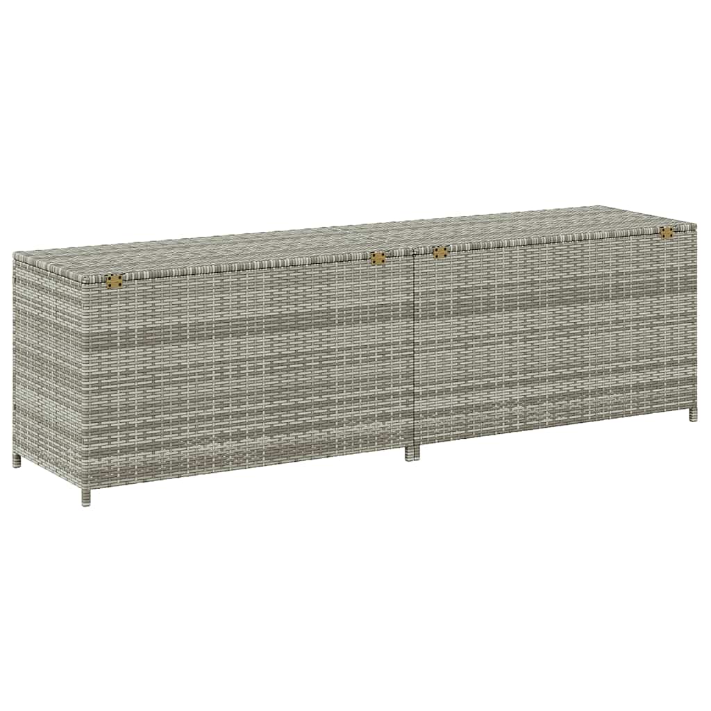 Baule da Giardino in Polyrattan 200x50x60 cm Grigio