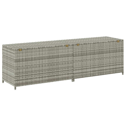 Baule da Giardino in Polyrattan 200x50x60 cm Grigio