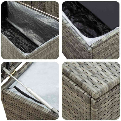 Baule da Giardino in Polyrattan 200x50x60 cm Grigio