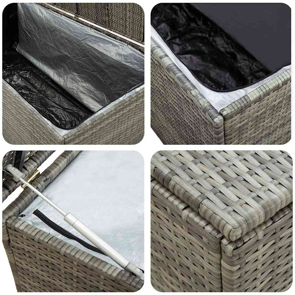 Baule da Giardino in Polyrattan 200x50x60 cm Grigio