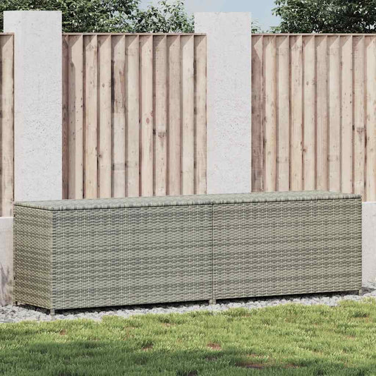 Baule da Giardino in Polyrattan 200x50x60 cm Grigio - homemem39
